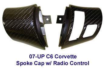 C6 Corvette Carbon Fiber Style and Painted Options, Steering Wheel Spoke Caps